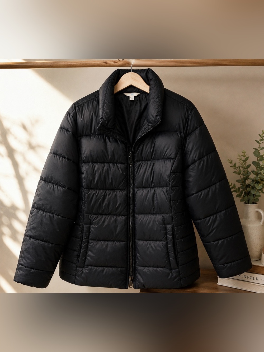 Time and Tru Black Quilted Puffer Jacket